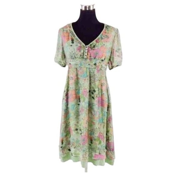 VTG Cynthia Steffe Green Floral Lace Velvet Dress| Whimsigoth Boho Fairycore Y2K - Picture 6 of 8